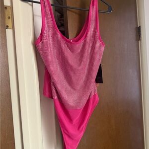 Pink Rhinestone Bodysuit